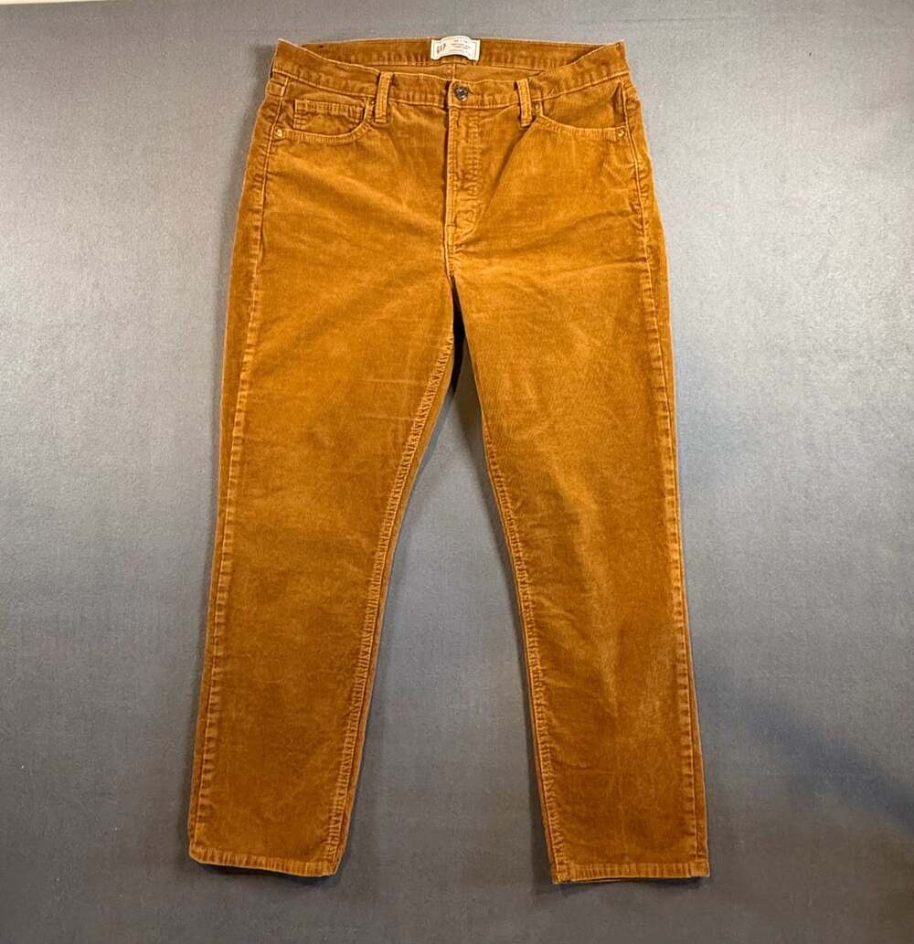 Gap Vintage Slim High Rise Corduroy Pants Mustard Yellow Size 32 14R